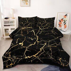 Black Marble Comforter Set Queen SZ